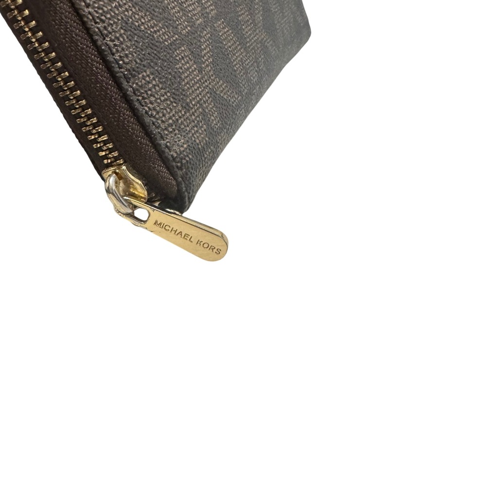 Michael Kors Signature MK Monogram Zip‎ Around Wallet Brown Gold - Picture 7 of 7